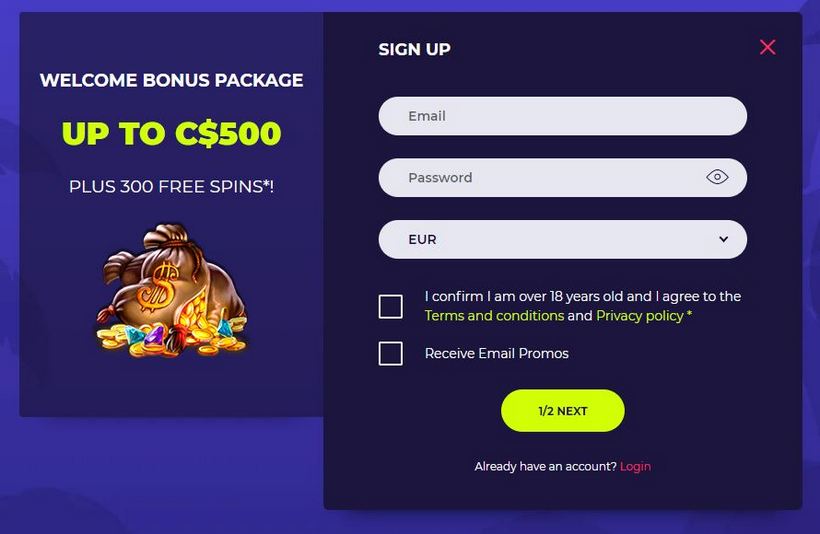 nightrush casino signup