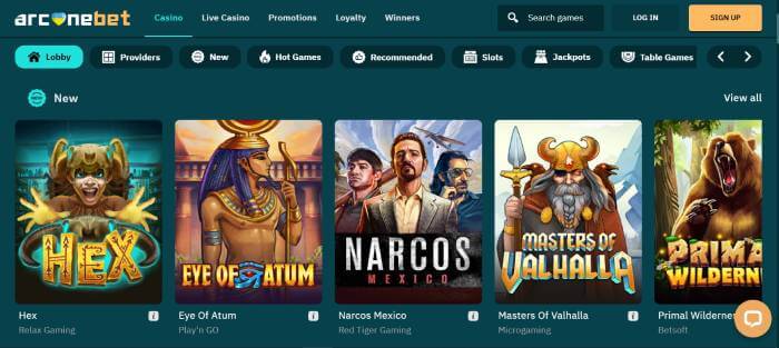 Arcanebet Casino ScreenShot 1